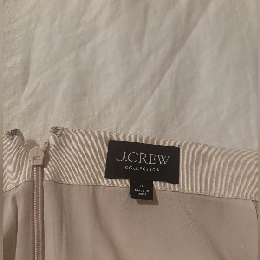 J. Crew Collection Cream Linen & Fringe Two Piece Set Top and Skirt XXL 18